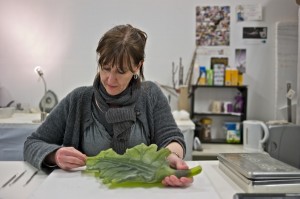 Julie Light in her studio. Julie Light Glass Interview with Eternal Tools.