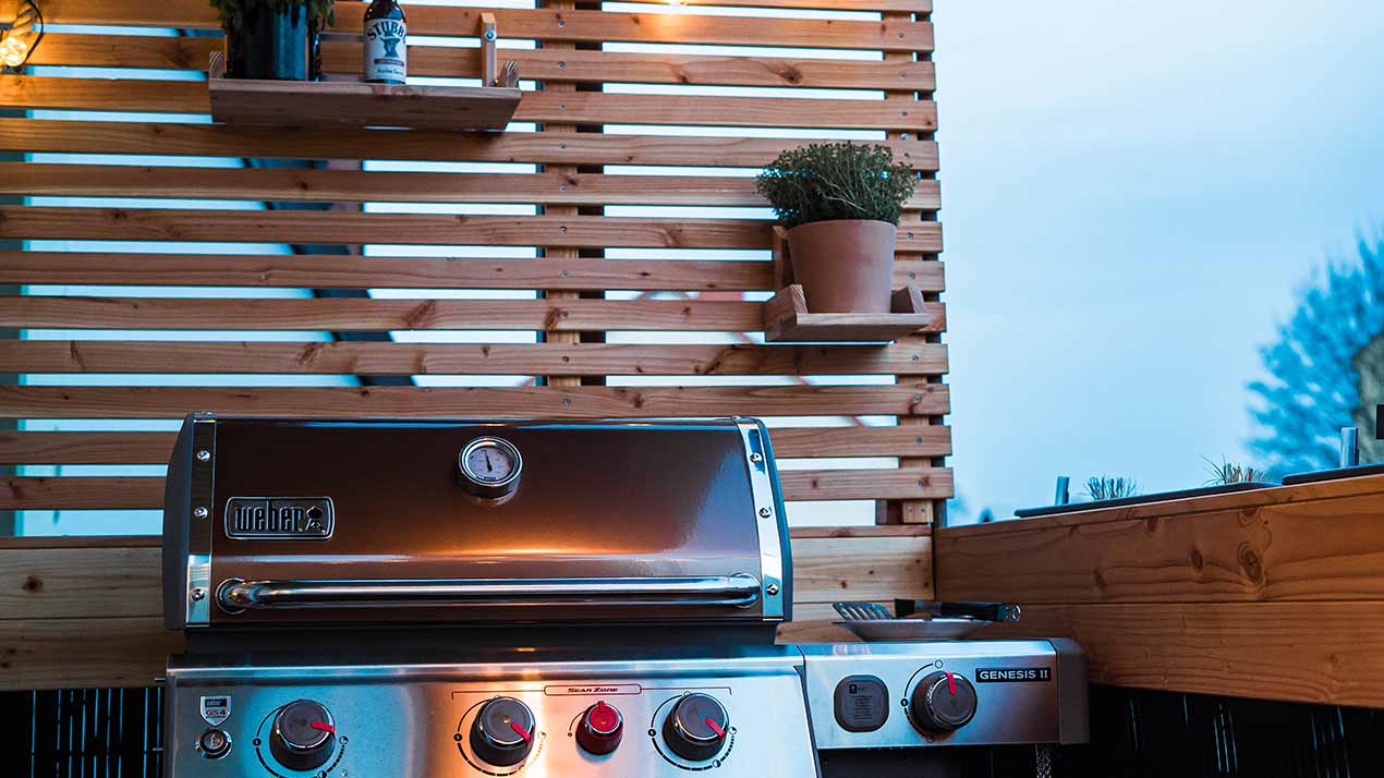 weber grill on the terrace or  balcony